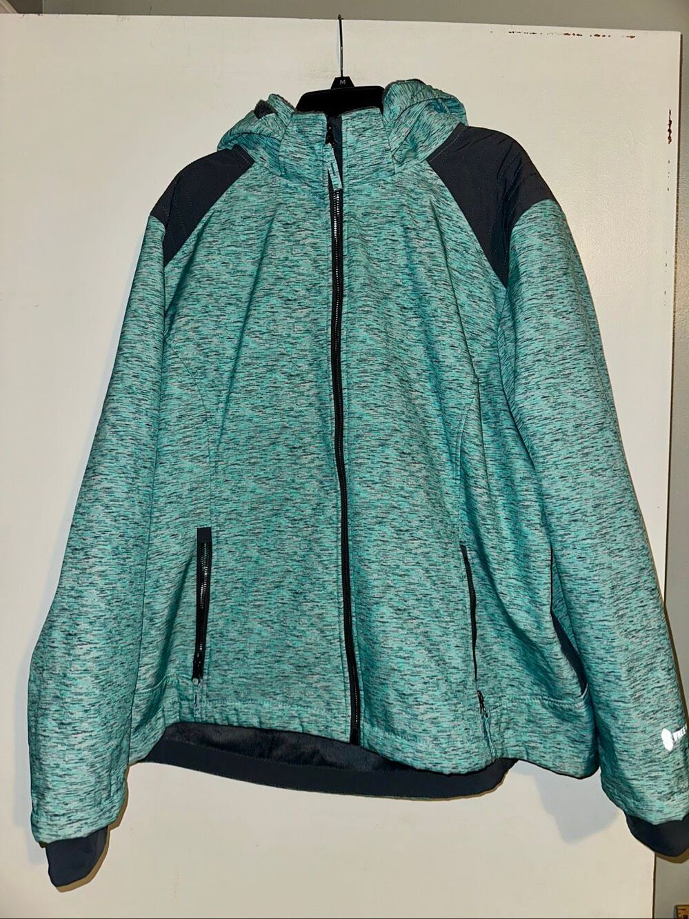 Free Country Women’s Aqua/Teal Gray Full-Zip Soft Shell Hooded Jacket Size XXL
